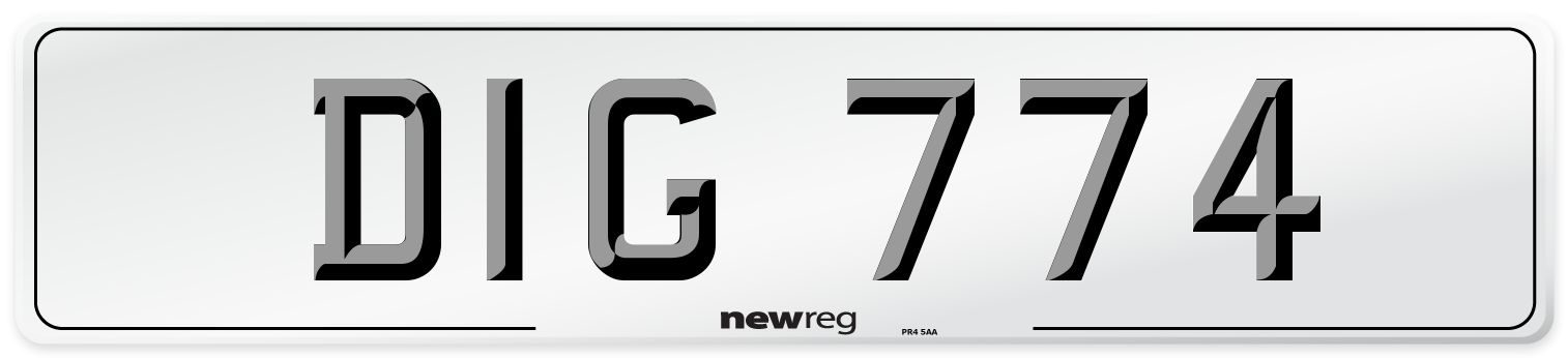 DIG 774 Number Plate from New Reg